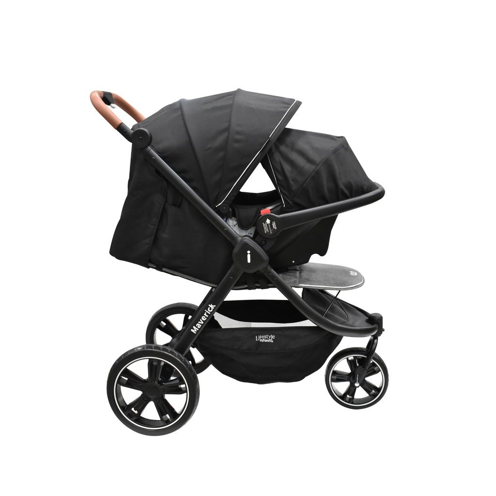 Set Carriola Travel Maverick y Cuna Gianna Lifestyle Gris