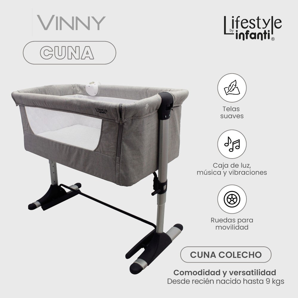 Cuna Colecho Vinny Gris Lifestyle by Infanti