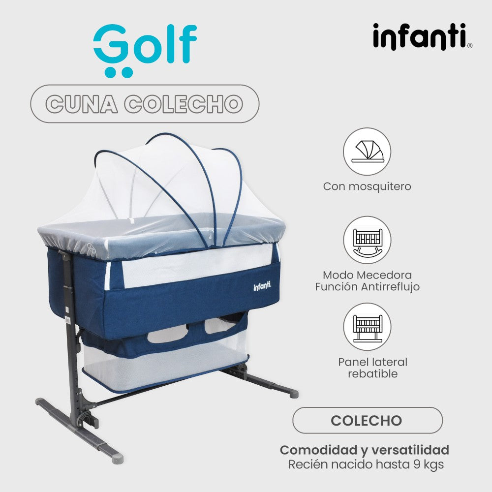 Cuna Colecho Infanti Golf Antirreflujo y Mecedora