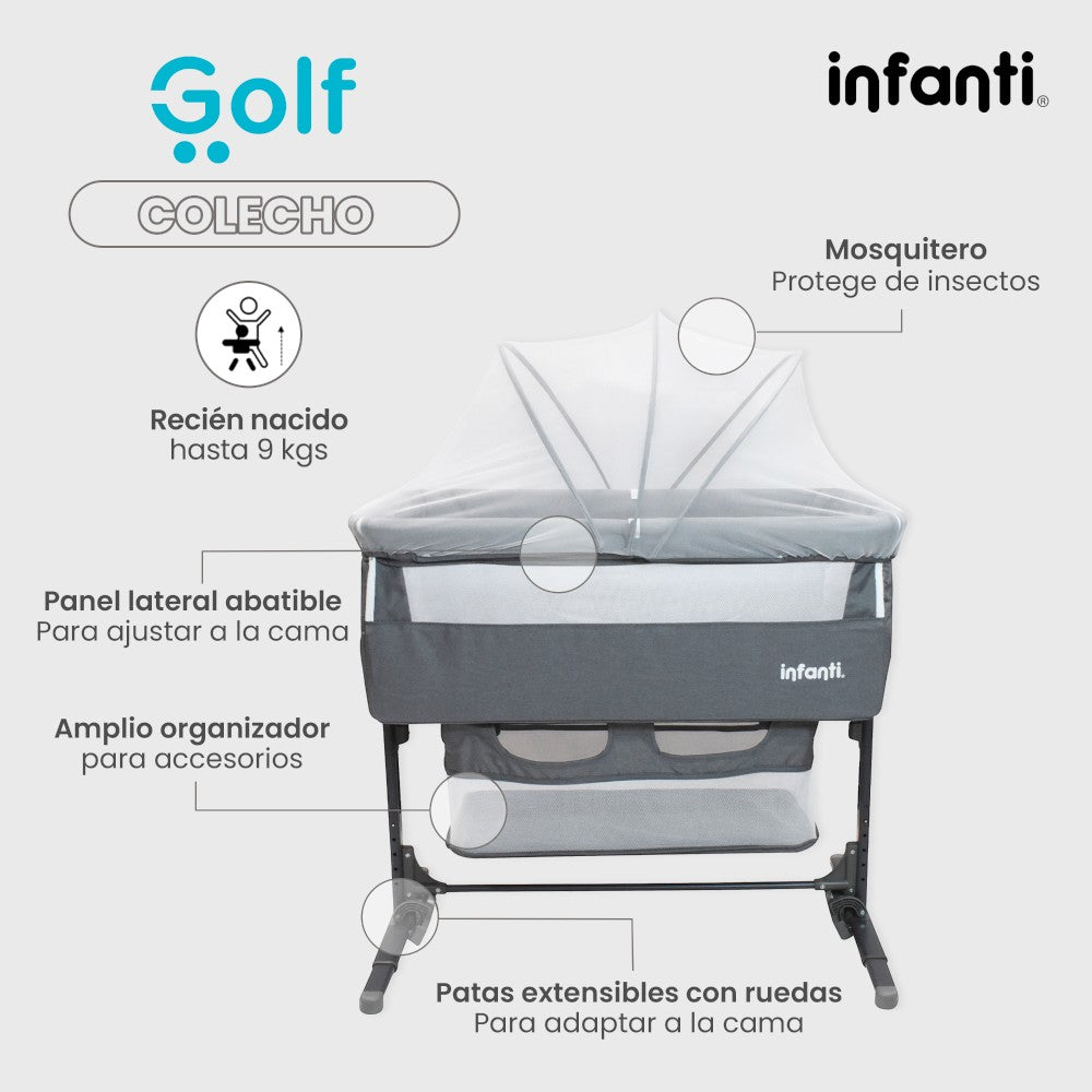 Cuna Colecho Infanti Golf Antirreflujo y Mecedora