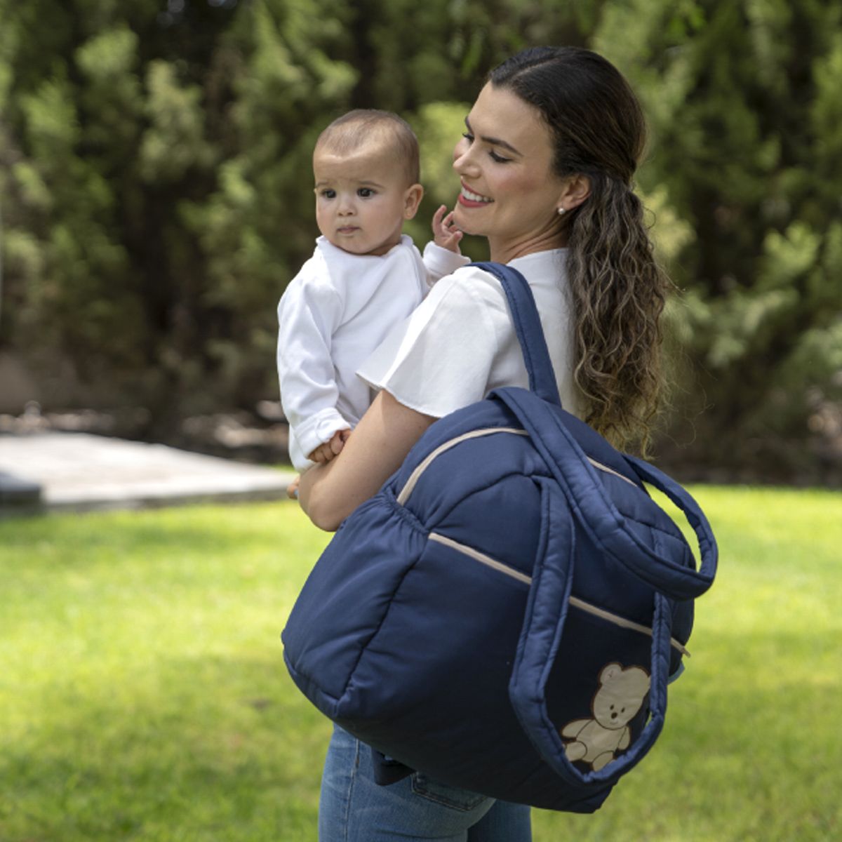 Pañalera backpack y bolsa Baby blue