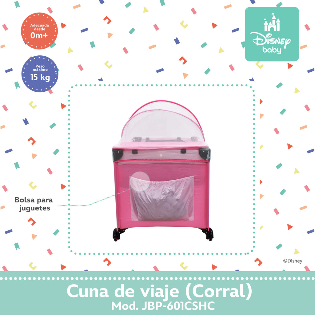 Cuna de Viaje Disney Con 2 Niveles de Altura y Cambiador Desmontable