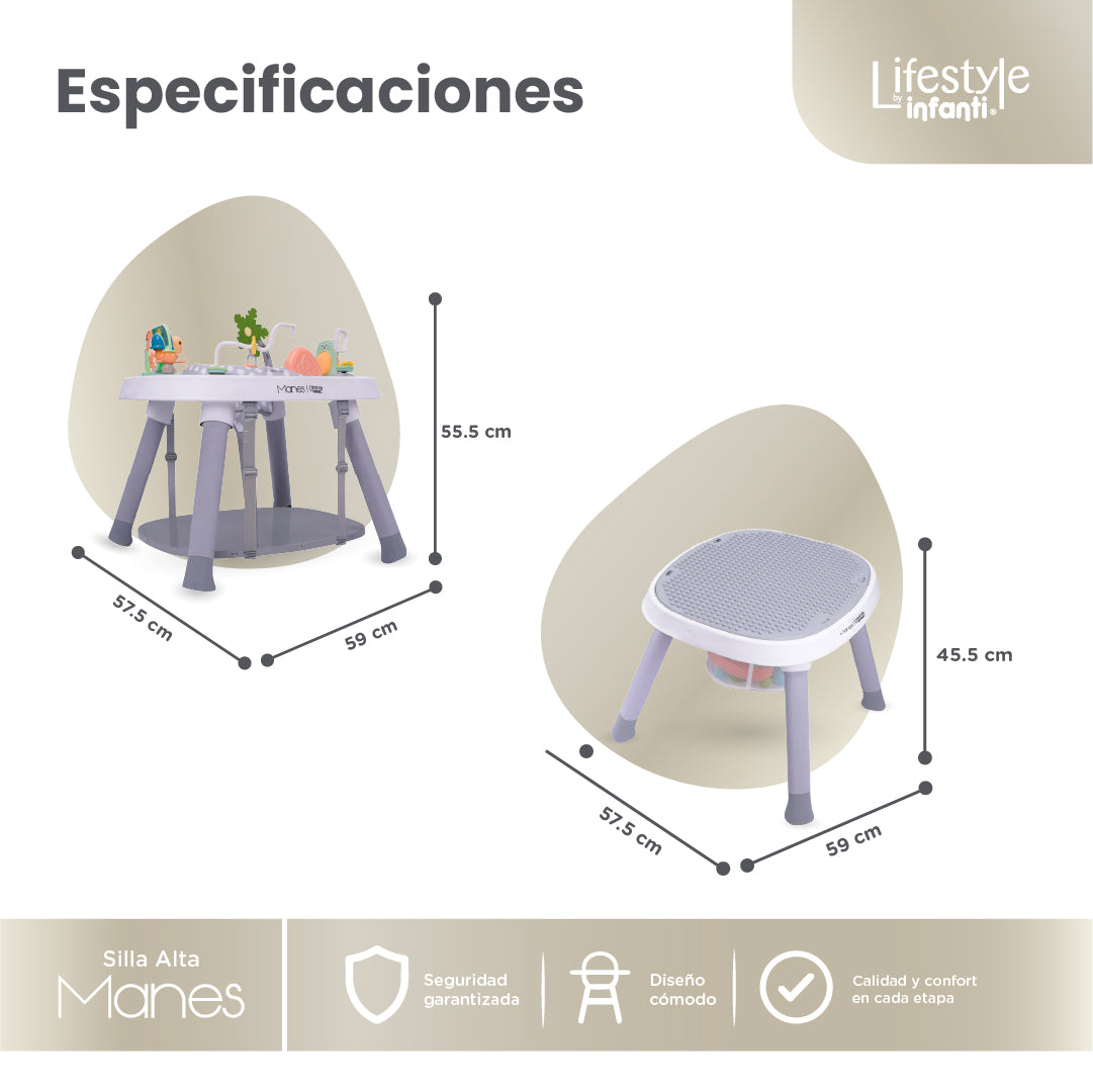 Silla Alta 7 en 1 Manes Con Centro de Entretenimiento y Mesa de Juego