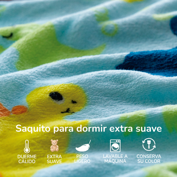 Baby sleeping saquito para dormir microfibra ultrasuave Dinos 0-12 Meses