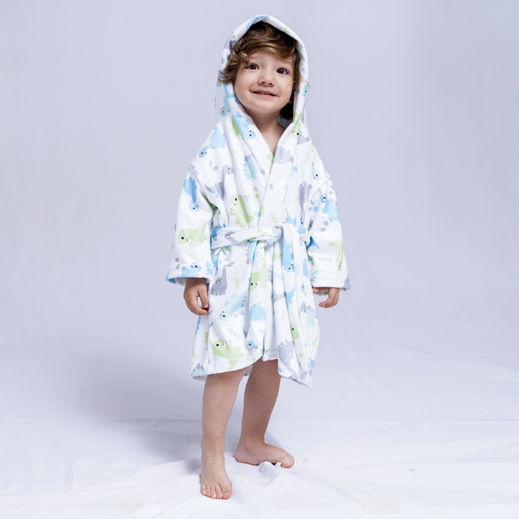 Bata de baño microfibra para niño Dinosaurios