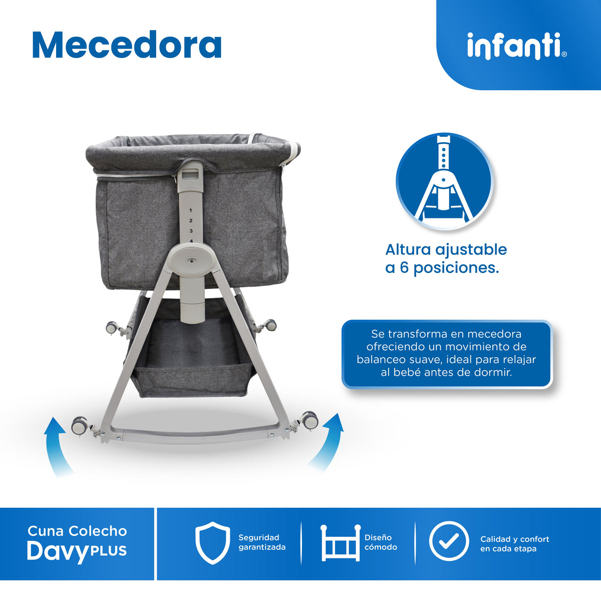 Cuna Corral Davy Plus Gris Con Colecho Lateral y Cambiador Desmontable