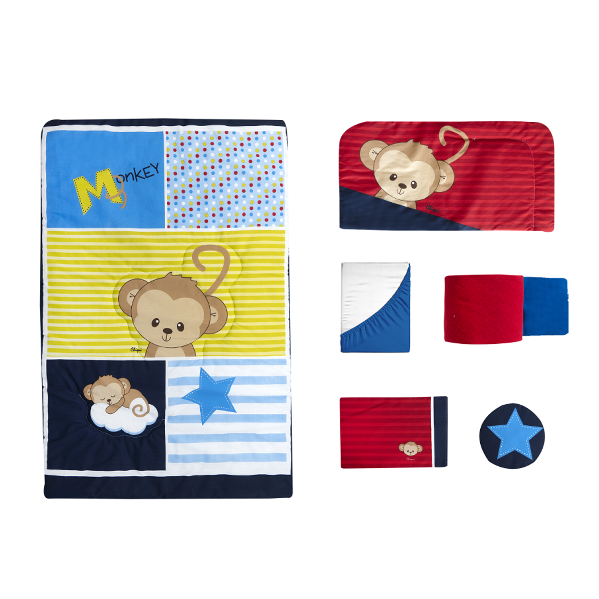 Juego de edredón 6 piezas para cuna Baby Monkey