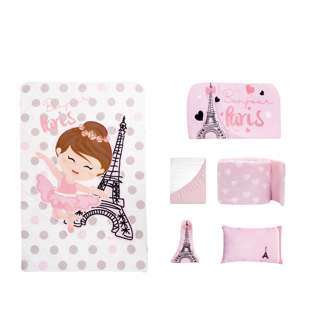 Juego de edredón 6 piezas para cuna Baby Paris