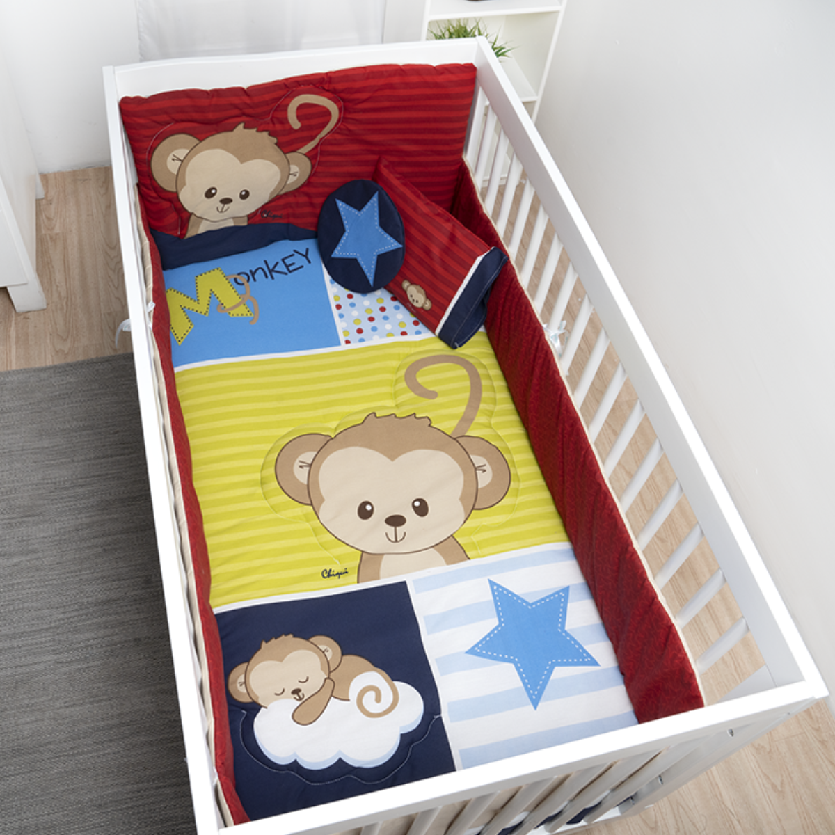 Juego de edredón 6 piezas para cuna Baby Monkey