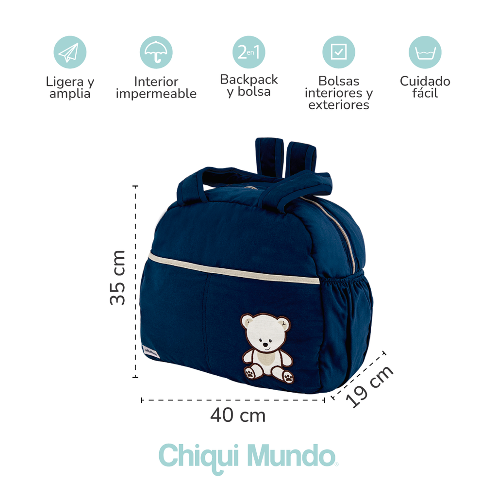 Pañalera backpack y bolsa Baby blue