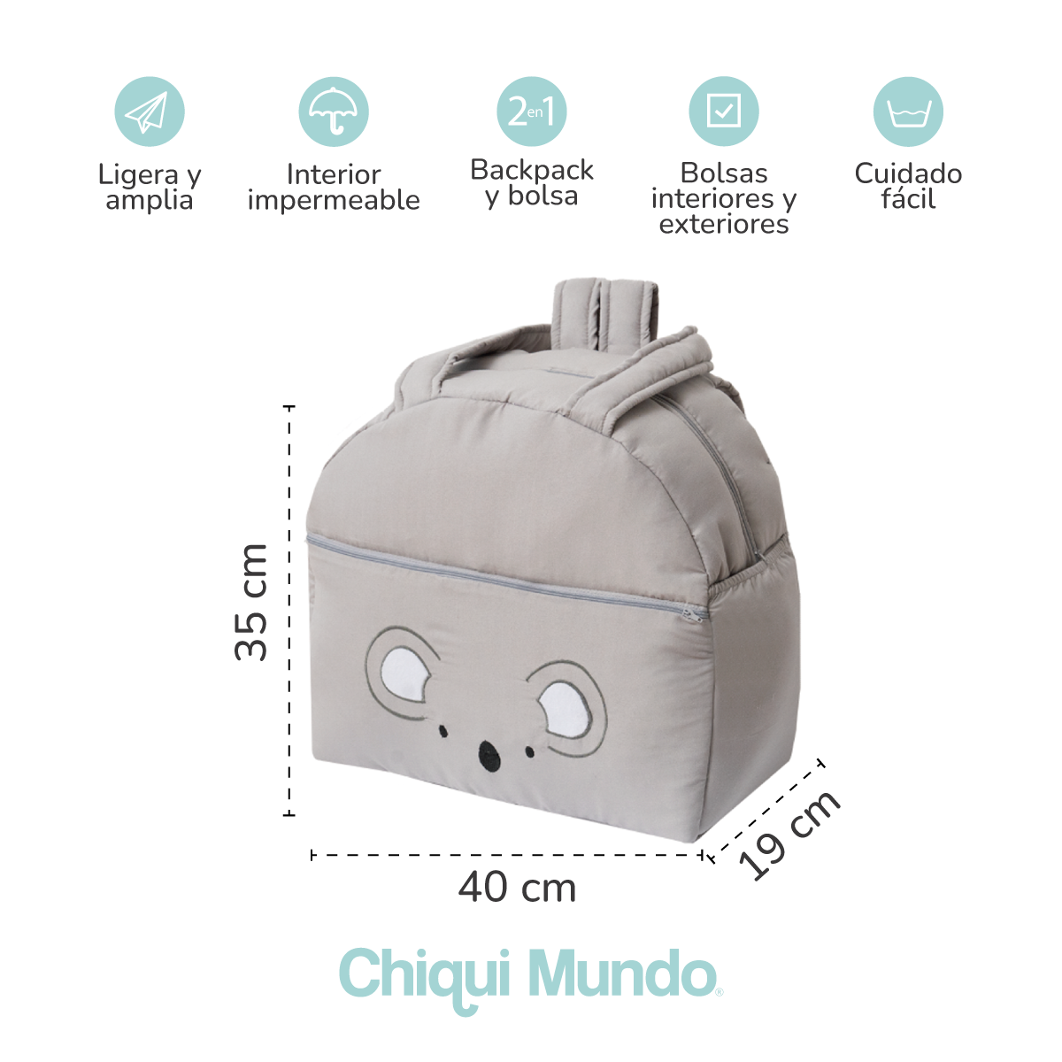 Pañalera backpack y bolsa Baby koala